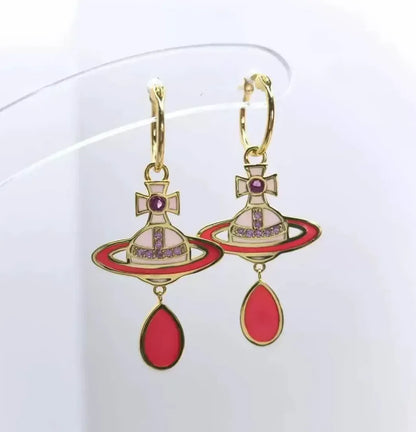 Gemstone Drop Orb Earrings