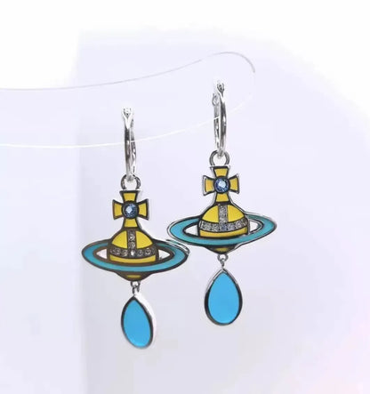 Gemstone Drop Orb Earrings
