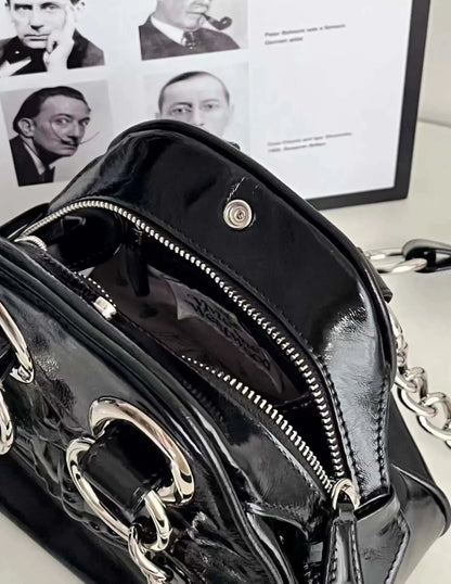 Mini Chain Handbag with Emblem