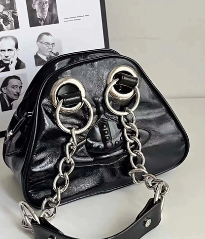 Mini Chain Handbag with Emblem