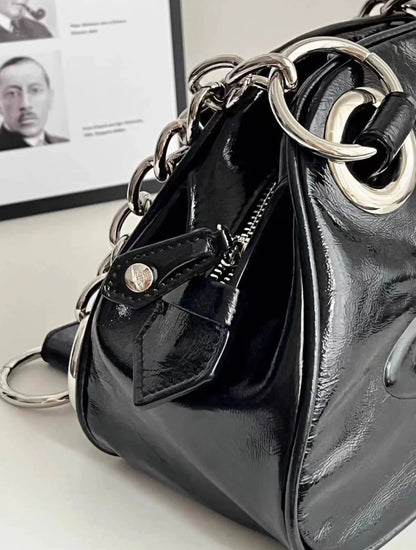 Mini Chain Handbag with Emblem