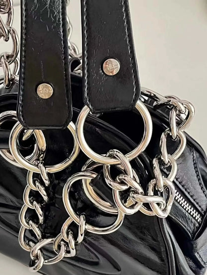 Mini Chain Handbag with Emblem