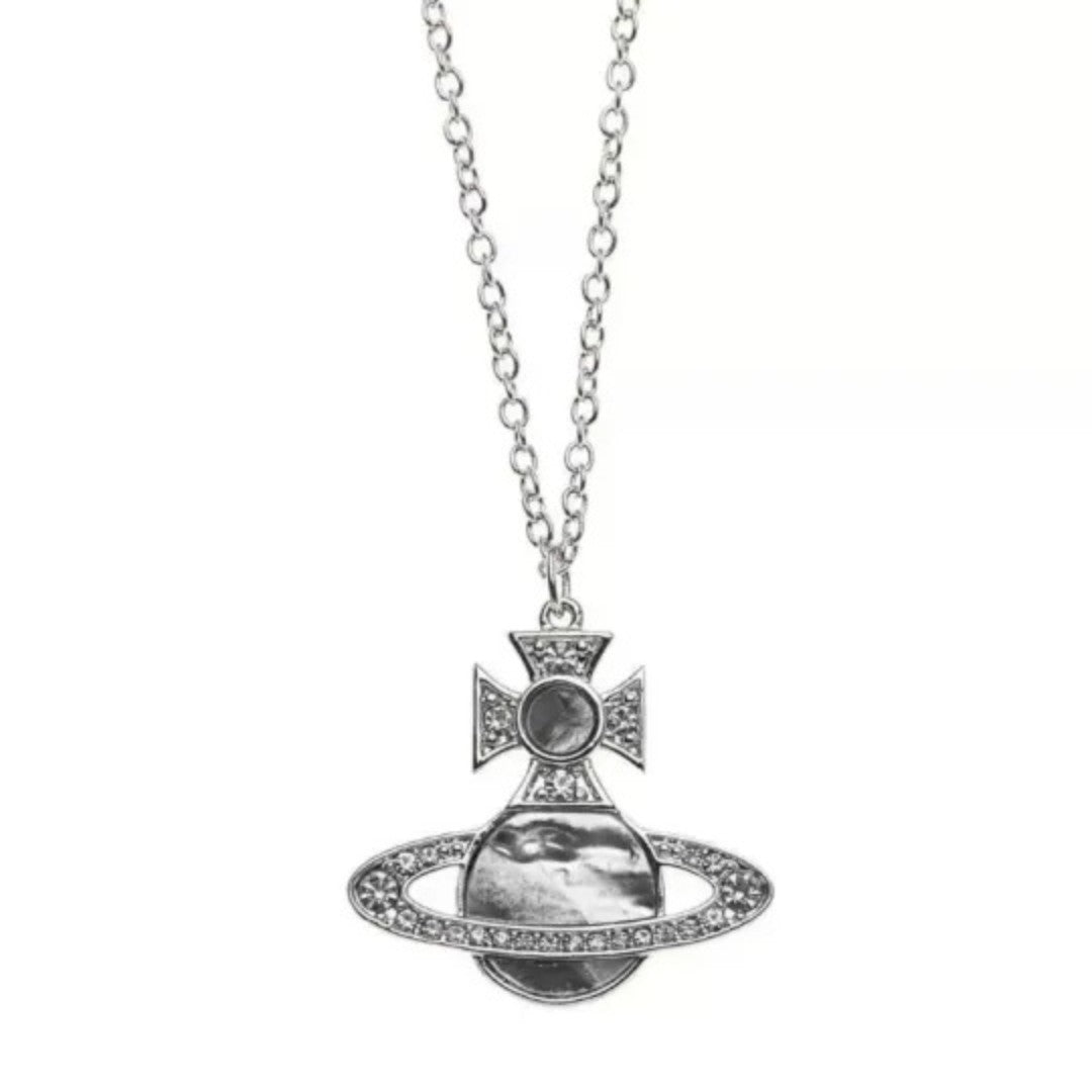 RINA Diamond Shell Saturn Necklace