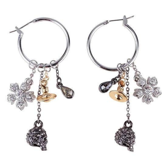 Large Circle Skull Flower Saturn Earrings