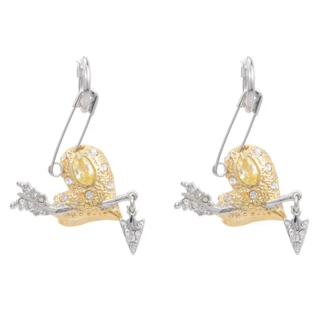 Gold Heart Arrow Earrings